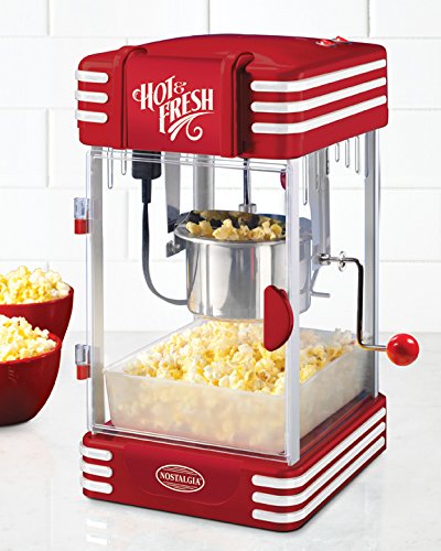 Popcorn Machine, 2-in-1 Automatic Stirring Hot Oil Popcorn Popper Maker &  Grill Machine, Large Lid for Serving Bowl, 2 Measuring Spoons, Cleaning